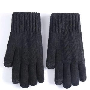 Gloves for winter double layer touch screen black